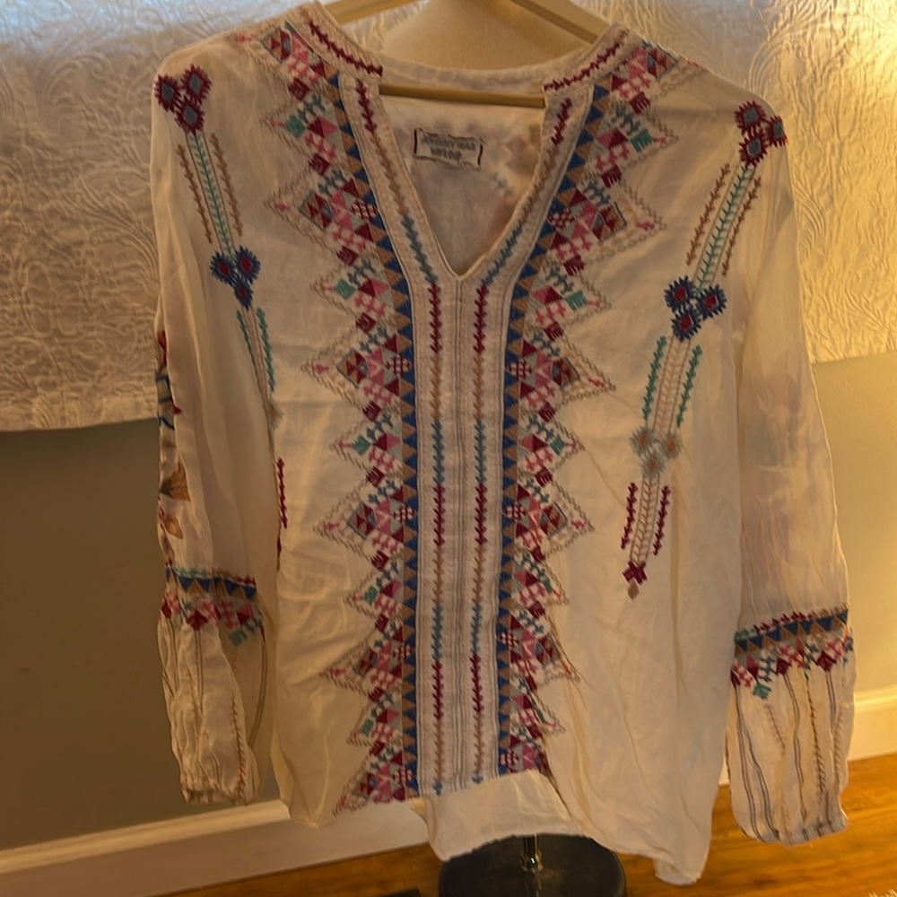 Johnny Was Workshop Embroidered Tunic top size large